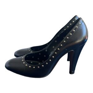 Moschino Women's shoes Size EU 38 US 7.5 Black with Polka Dot Heel 3.8"